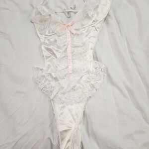 Vintage Juliana white lace teddy Made in USA